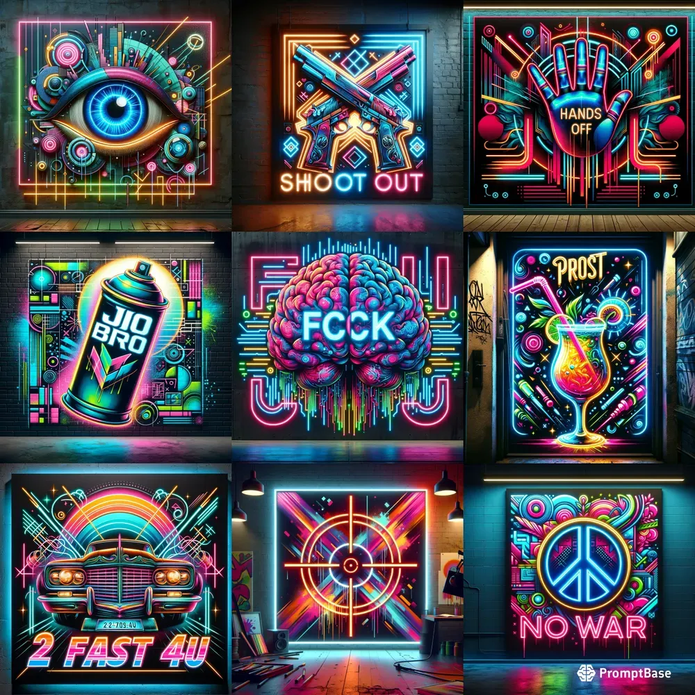 Neon Art Vibrant Edgy Custom Designs
