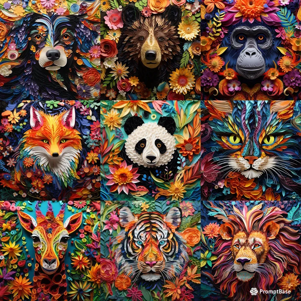 Paper Quilling Animal Portrait Art Crafts