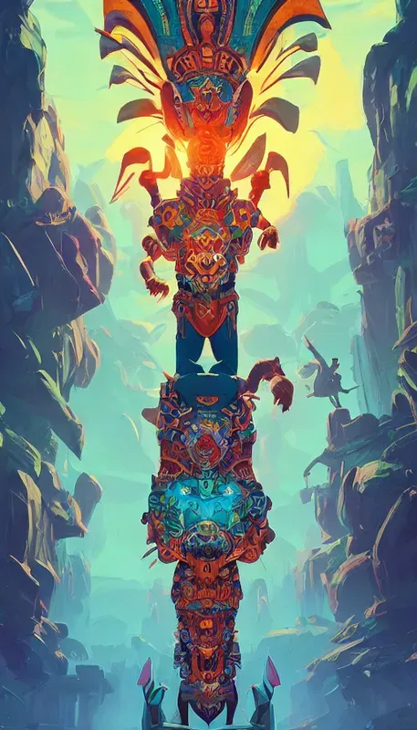 Aztec Totem Poles