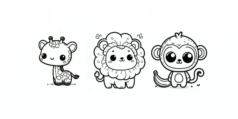 Adorable Animal Coloring Pages generated by undefined