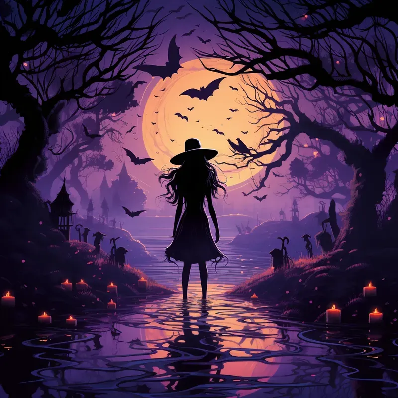 Beautiful Witches In Halloween Atmosphere