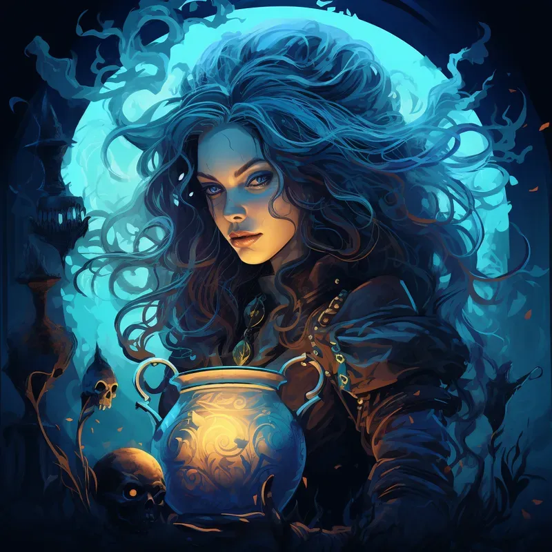 Beautiful Witches In Halloween Atmosphere