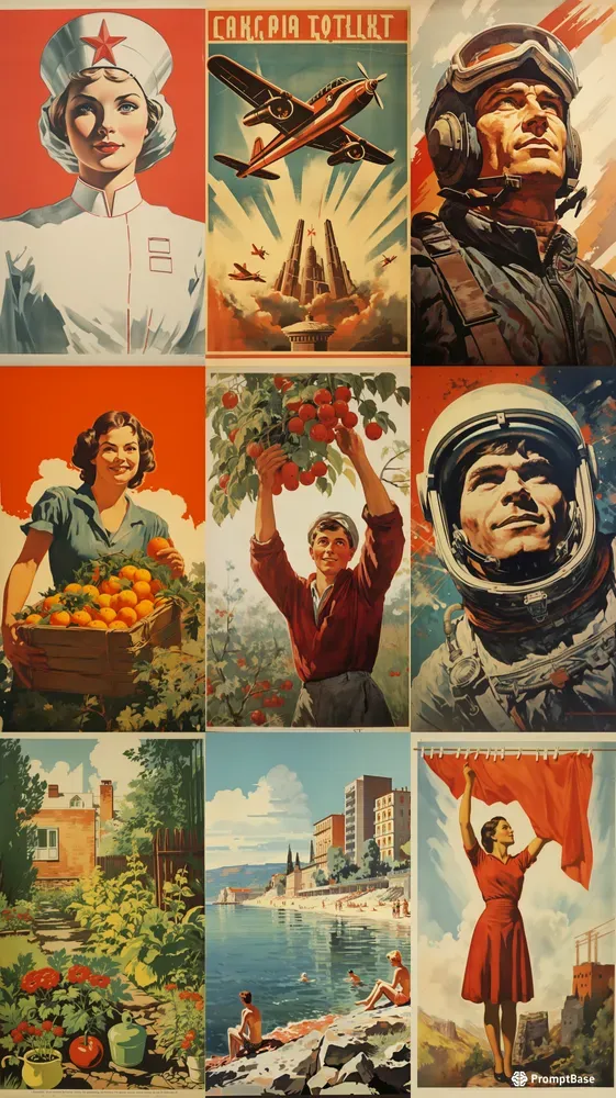 Retro Soviet Propaganda Poster Art 40s