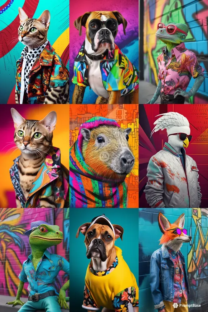 Pop Art Animal Fashionista Portraits