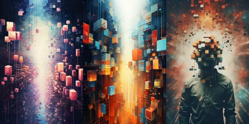 Pixel Dreamscape Surreal Scenes Reimagined generated by undefined