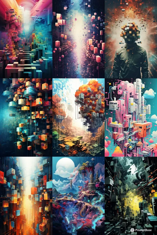 Pixel Dreamscape Surreal Scenes Reimagined