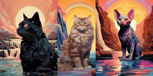 Popart Colourful Cats generated by midjourney
