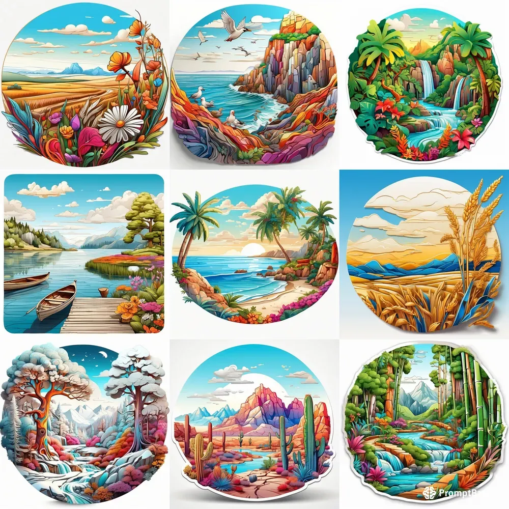Nature Illustration Art Stickers