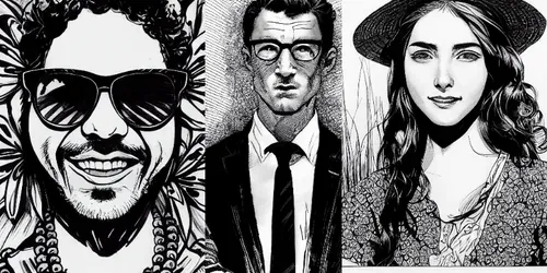 Stylized Ink Character Portraits generated by midjourney