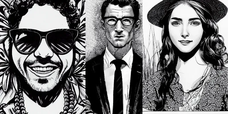 Stylized Ink Character Portraits generated by undefined