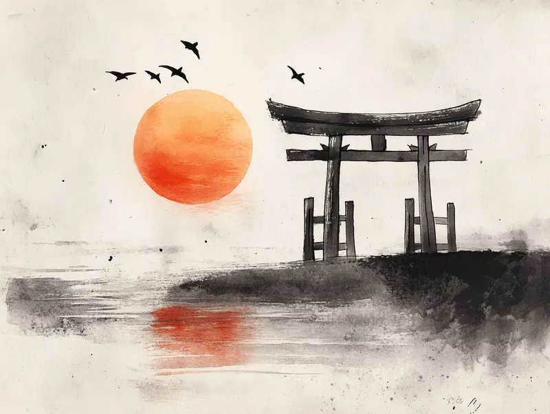 Zen Minimalist Japanese Ink Art