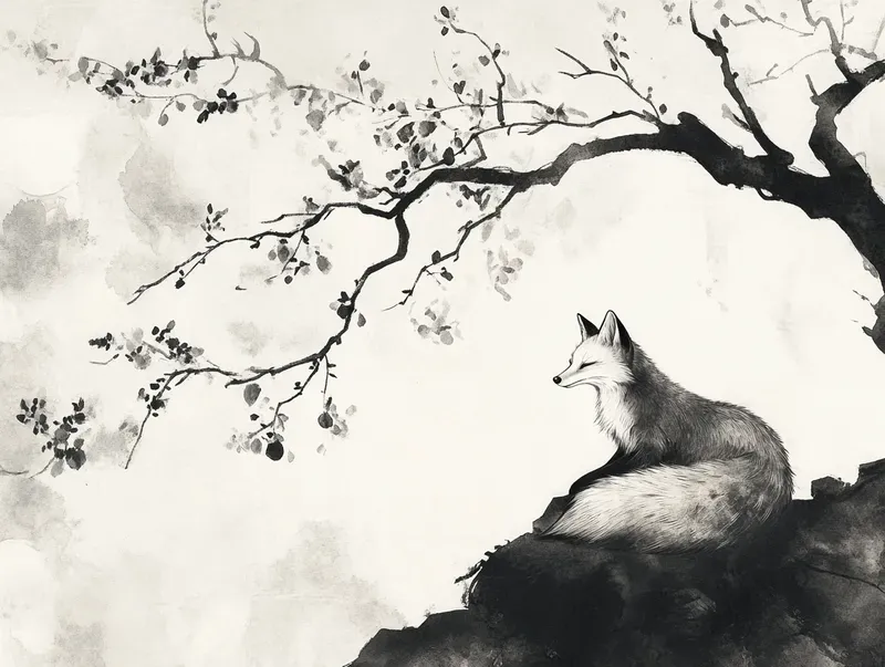 Zen Minimalist Japanese Ink Art