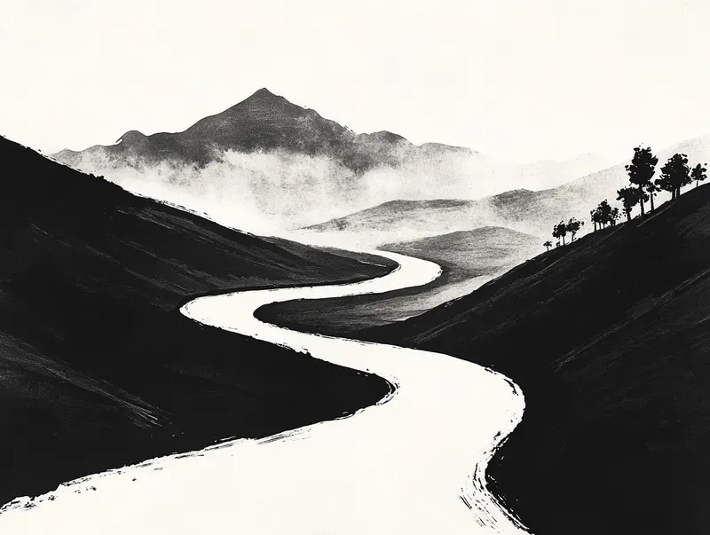 Zen Minimalist Japanese Ink Art