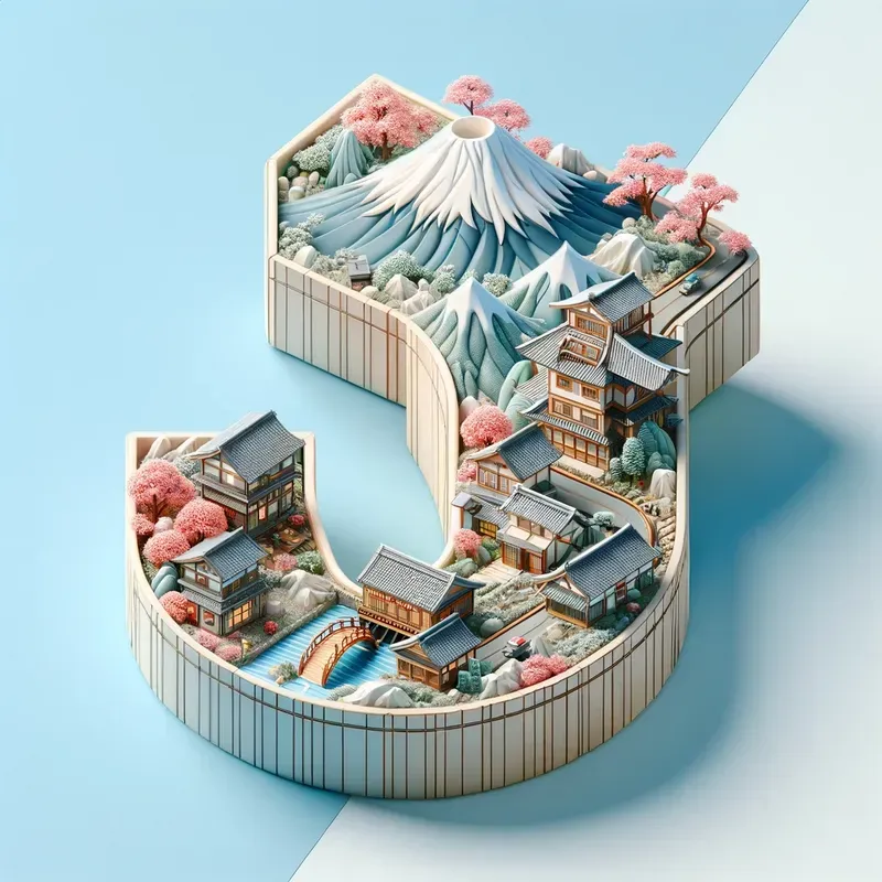 3D Letters With Countries Landscapes