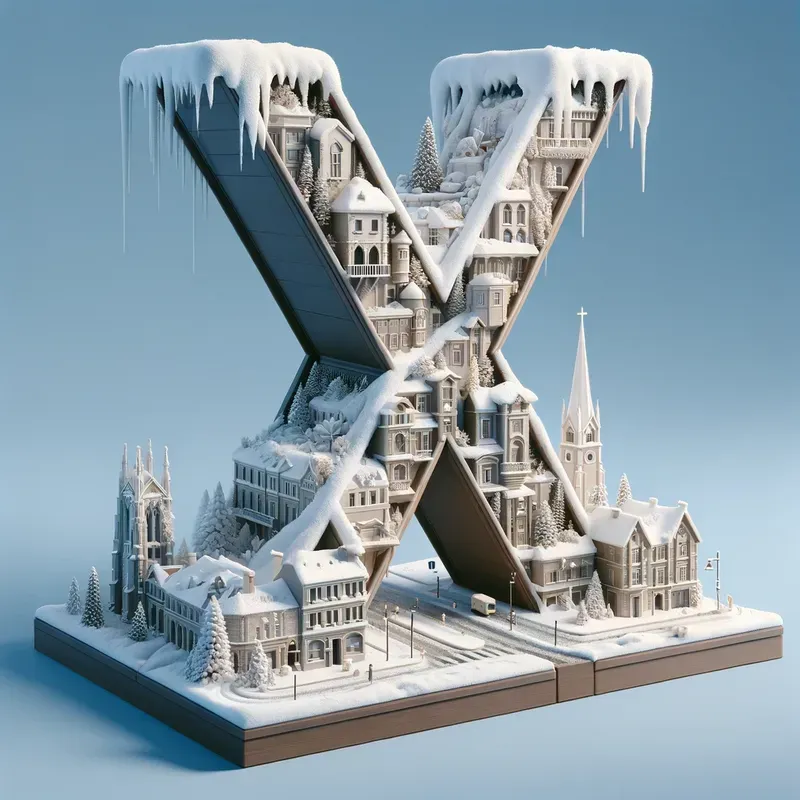 3D Letters With Countries Landscapes