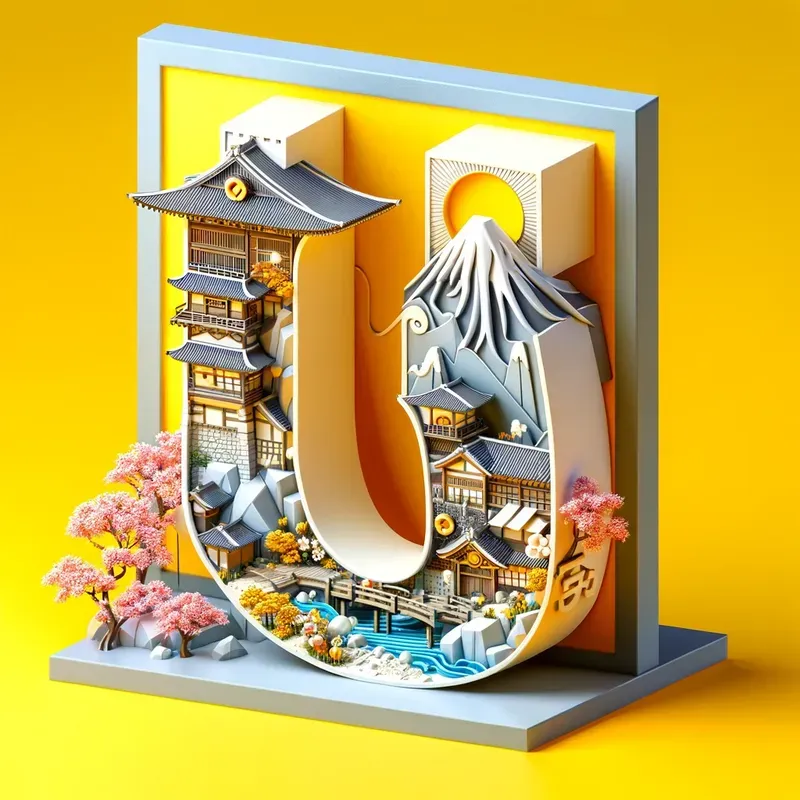 3D Letters With Countries Landscapes