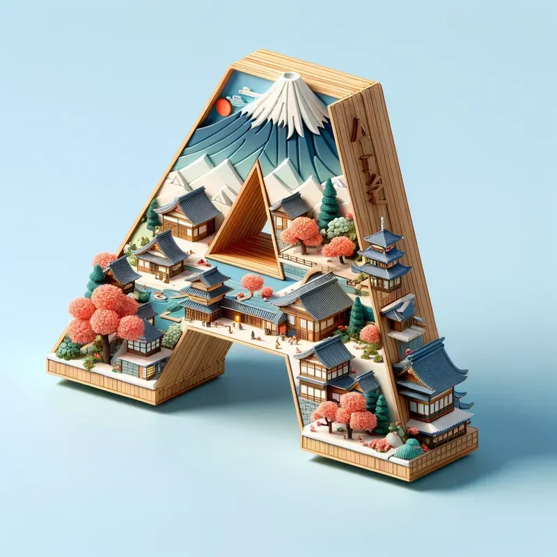 3D Letters With Countries Landscapes
