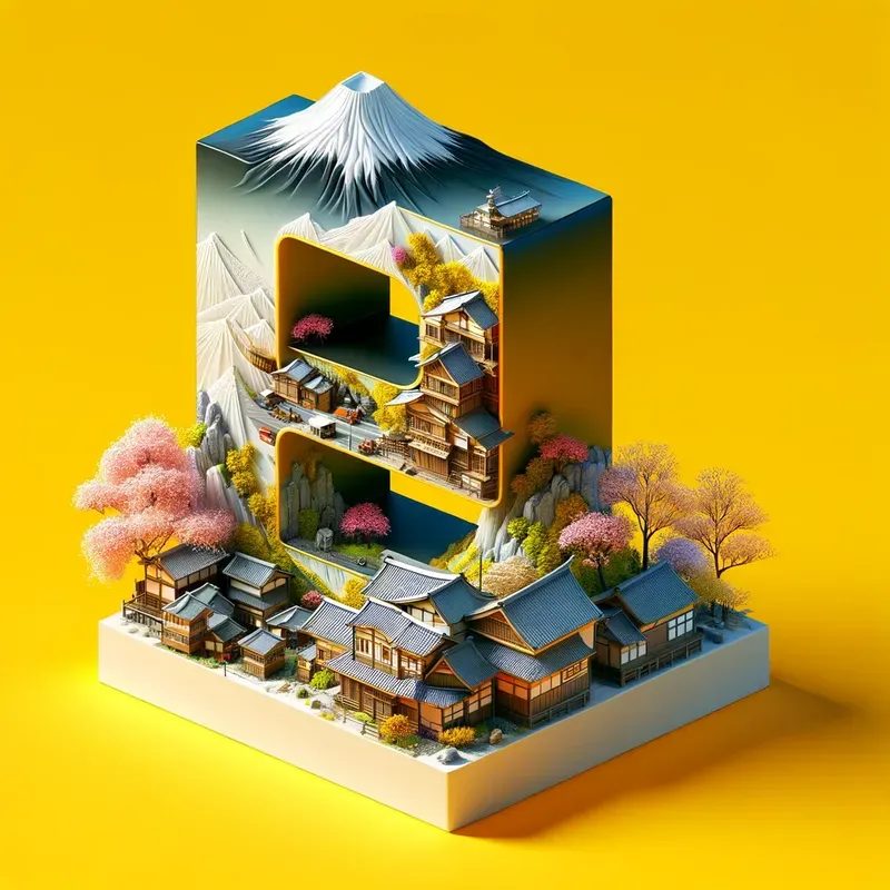 3D Letters With Countries Landscapes