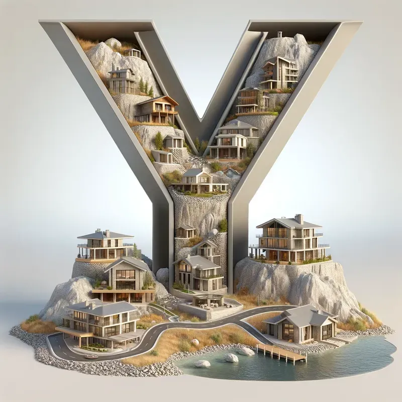 3D Letters With Countries Landscapes