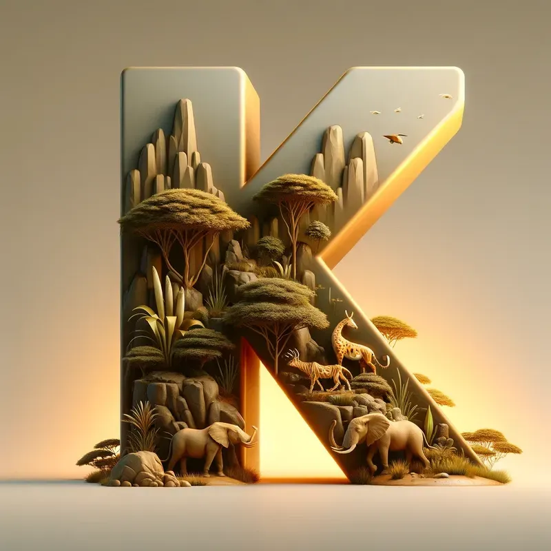 3D Letters With Countries Landscapes