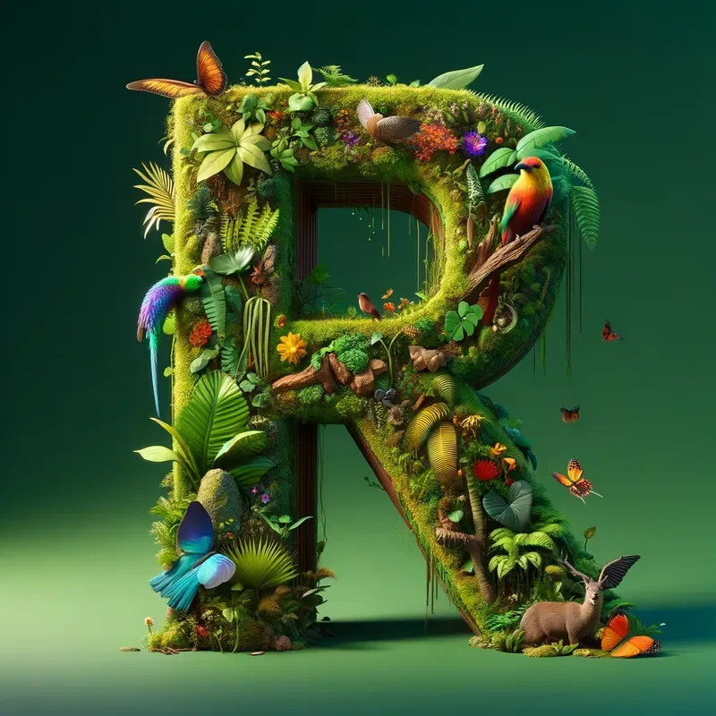 3D Letters With Countries Landscapes