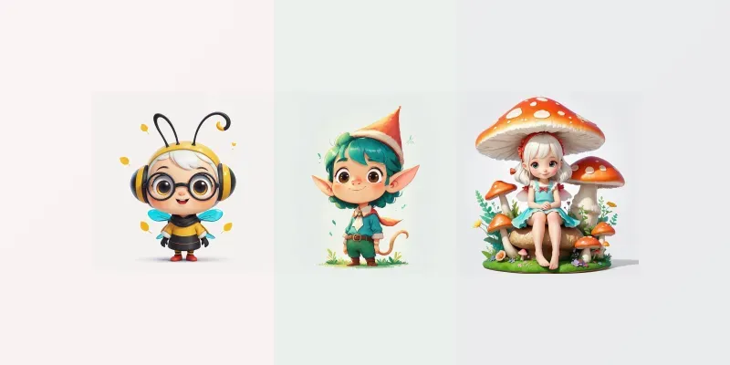 Whimsical Cute Fantasy Characters generated by undefined