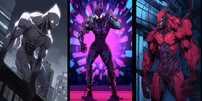 Flexing Alien Character Concept Art generated by undefined
