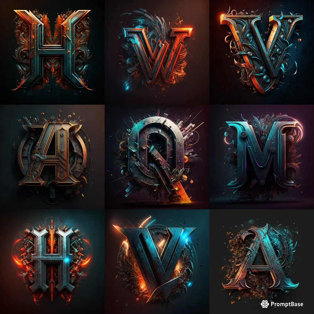 Monogram Lettering Metal Punk Logos