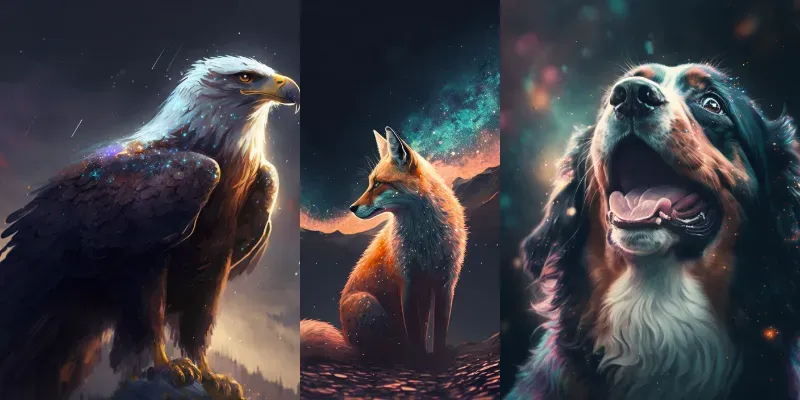 Animal Under The Starry Sky Illustrations generated by undefined