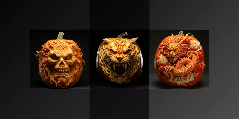 Scary Carved Pumpkins generated by undefined