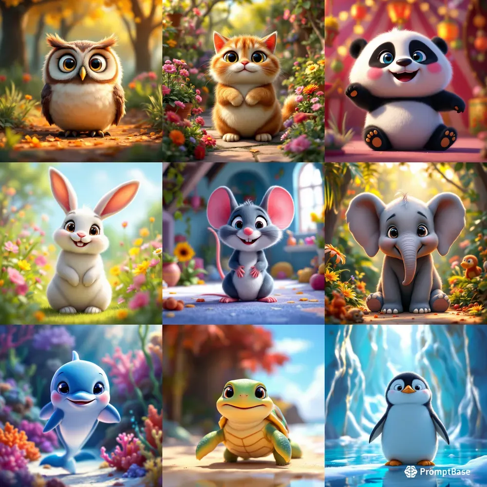 Cute Colorful Pixar Animals