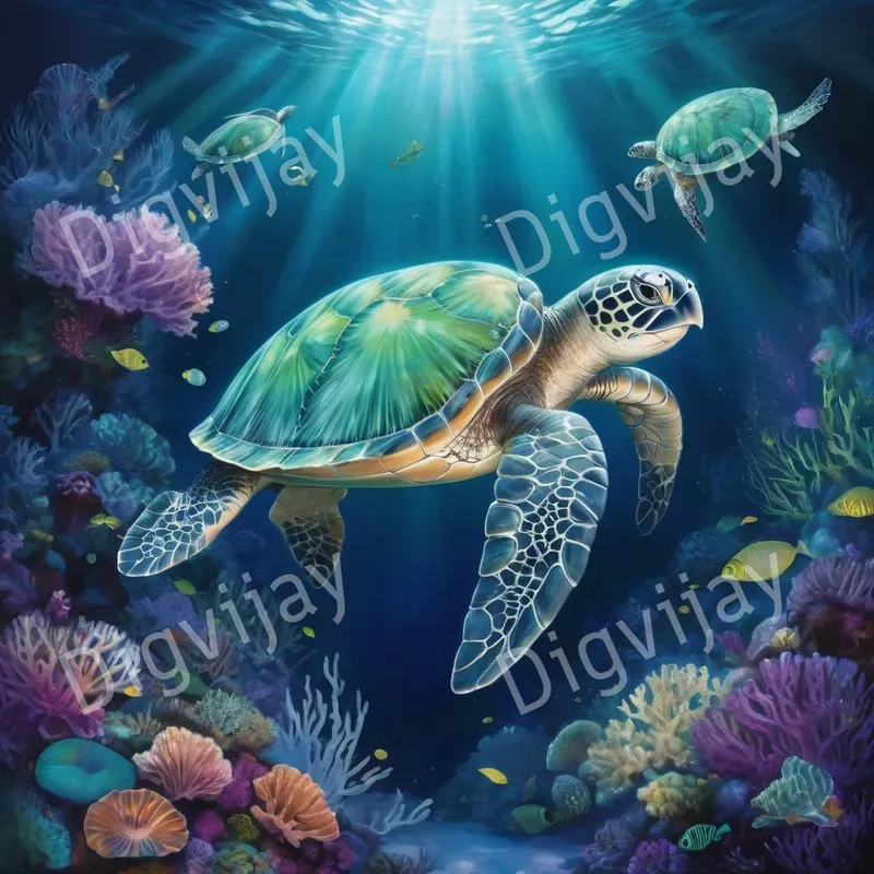 Mystical Ocean Creatures Underwater