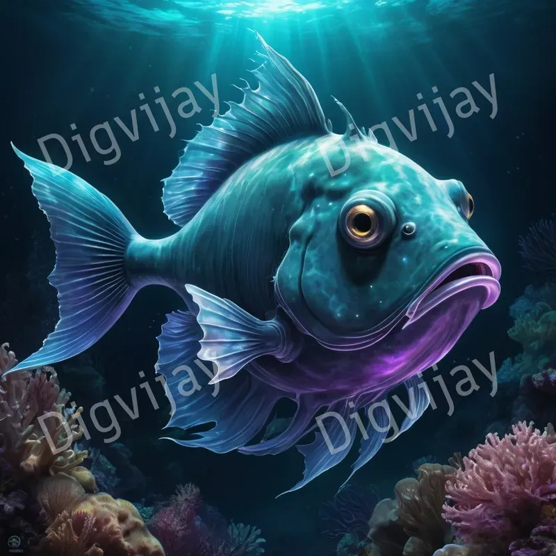 Mystical Ocean Creatures Underwater