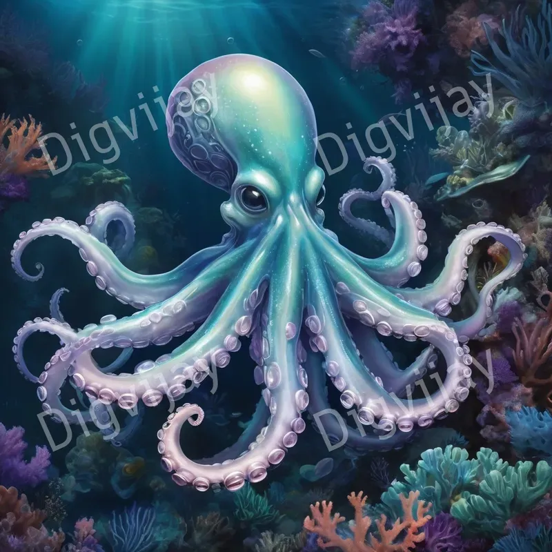 Mystical Ocean Creatures Underwater