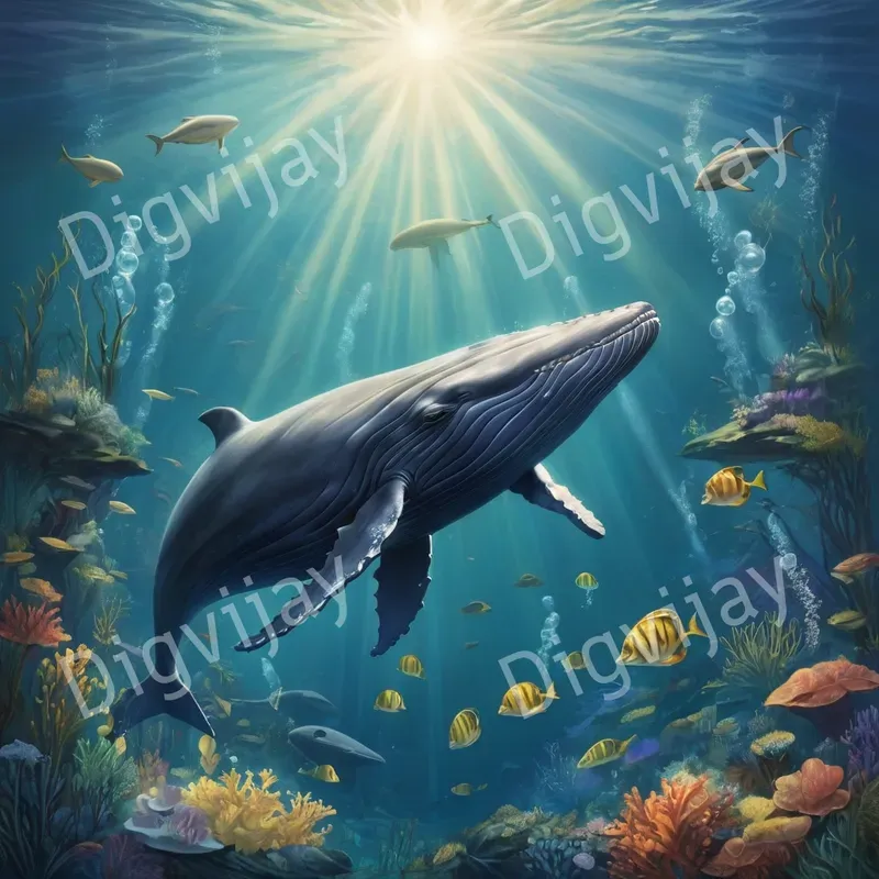 Mystical Ocean Creatures Underwater