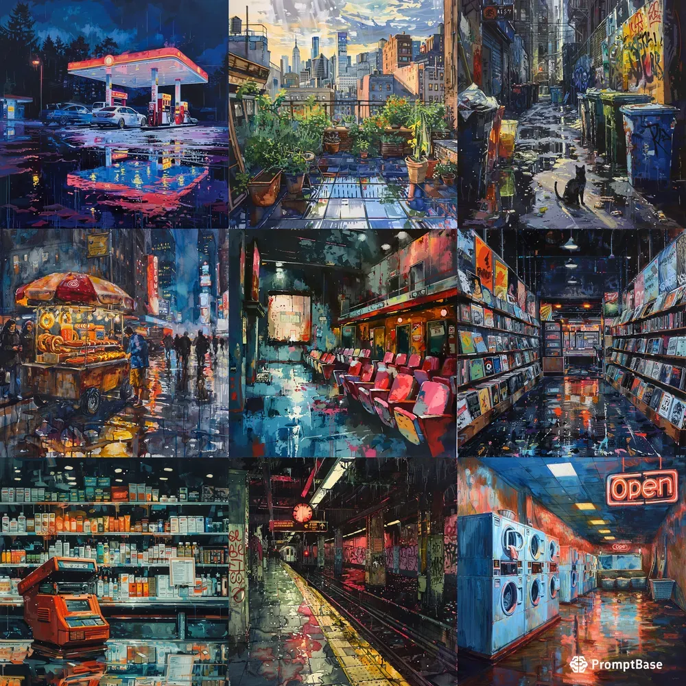 Gouache Urban Paintings