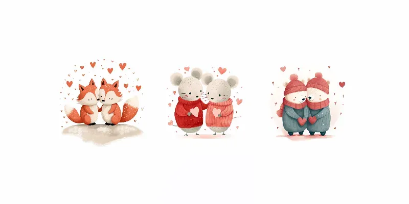 Cute 2D Animals In Love generated by undefined