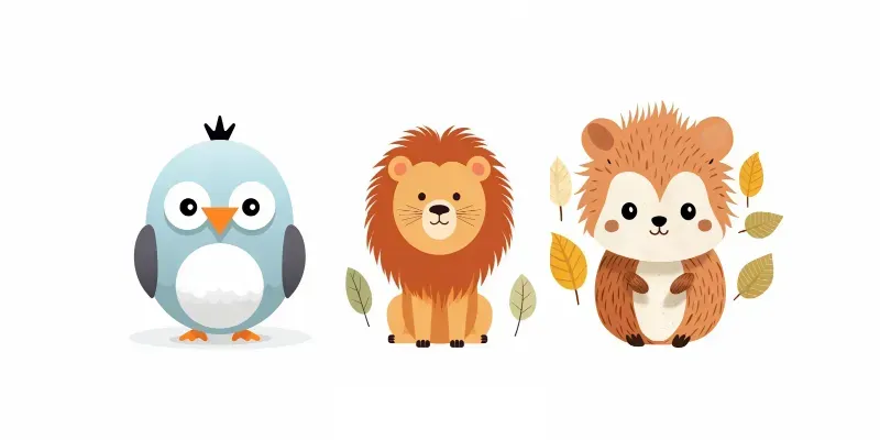 Cute 2D Cartoon Animal Illustrations generated by undefined