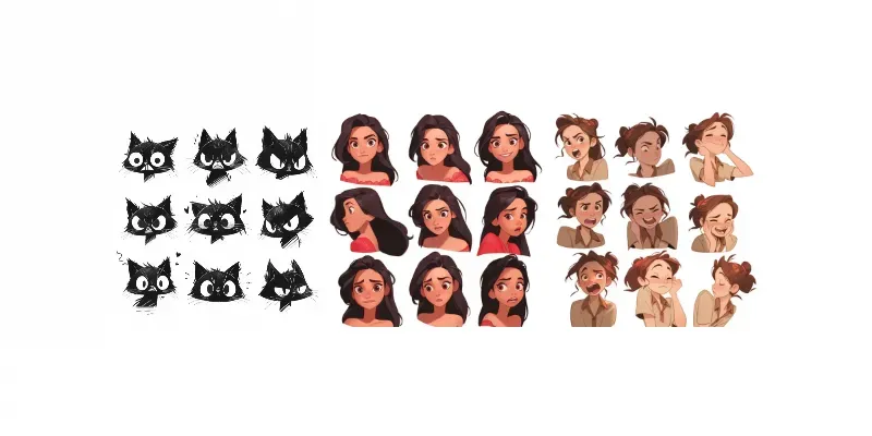 Emoticon Character Sheets And Stickers generated by undefined