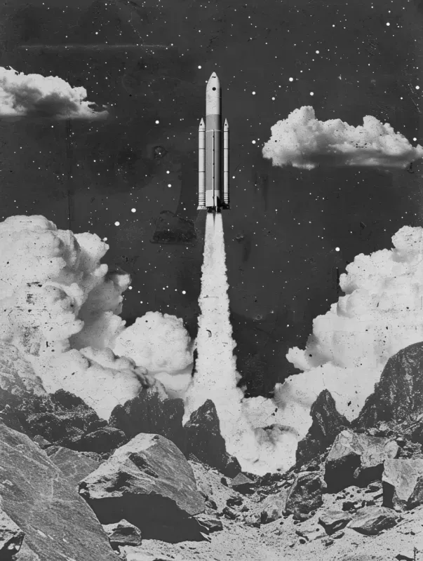 Black  White Analog Collage Photo Art