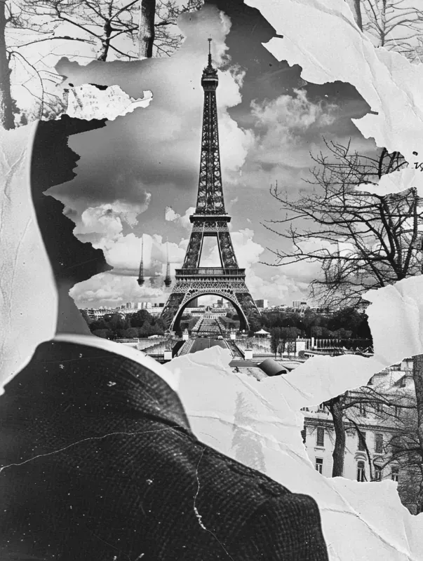 Black  White Analog Collage Photo Art