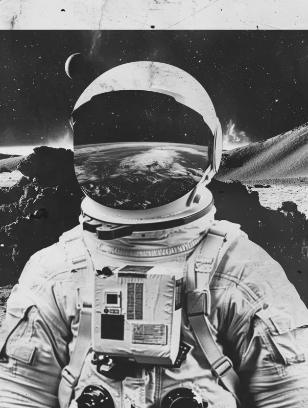 Black  White Analog Collage Photo Art