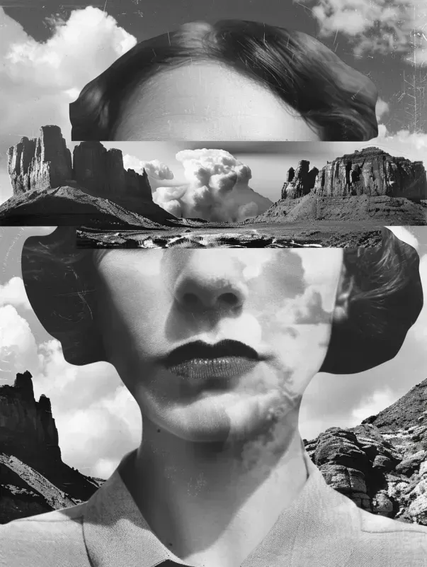 Black  White Analog Collage Photo Art