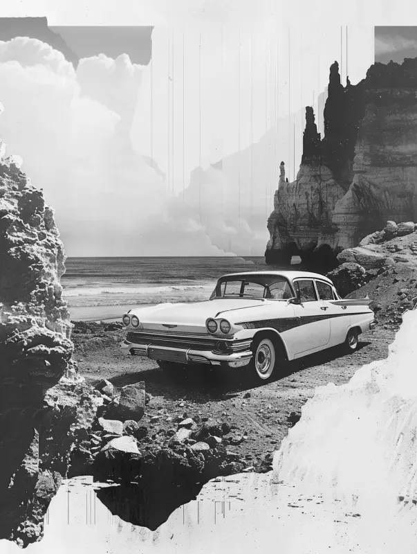 Black  White Analog Collage Photo Art