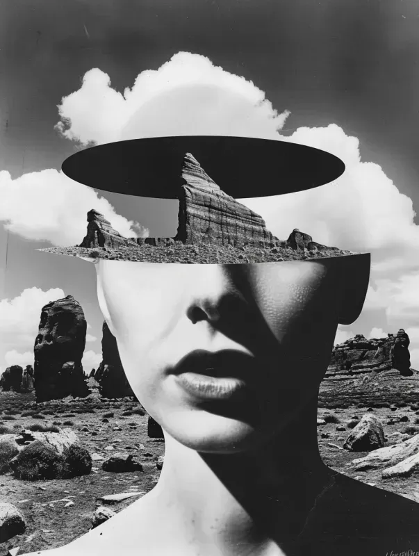 Black  White Analog Collage Photo Art