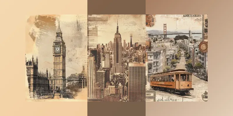 Vintage Collage Travel Posters Wall Art generated by undefined