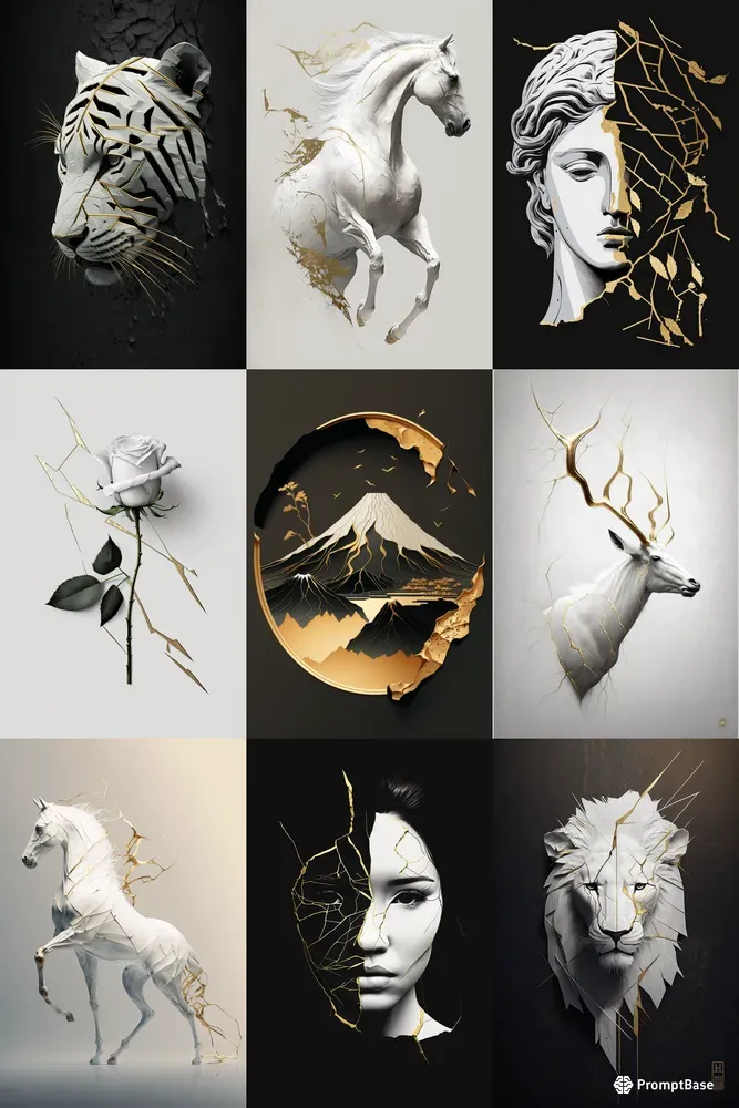 Elegant Kintsugi Inspired Wall Art