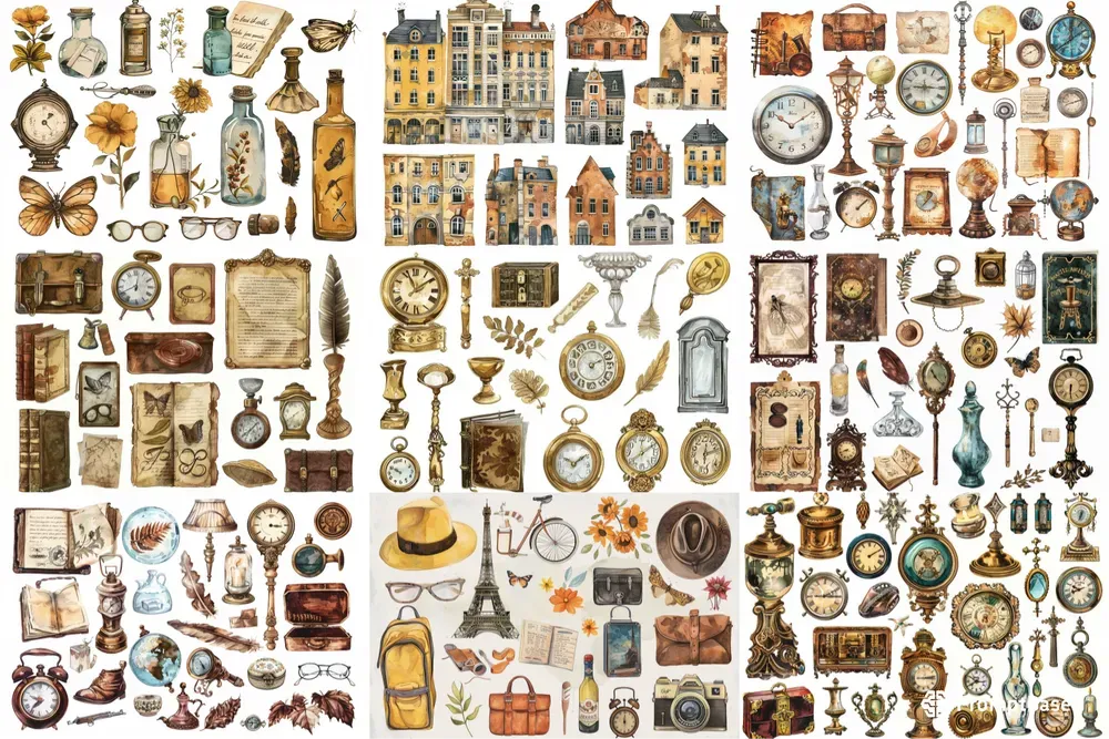 Scrapbook Vintage Junkbook Stickers