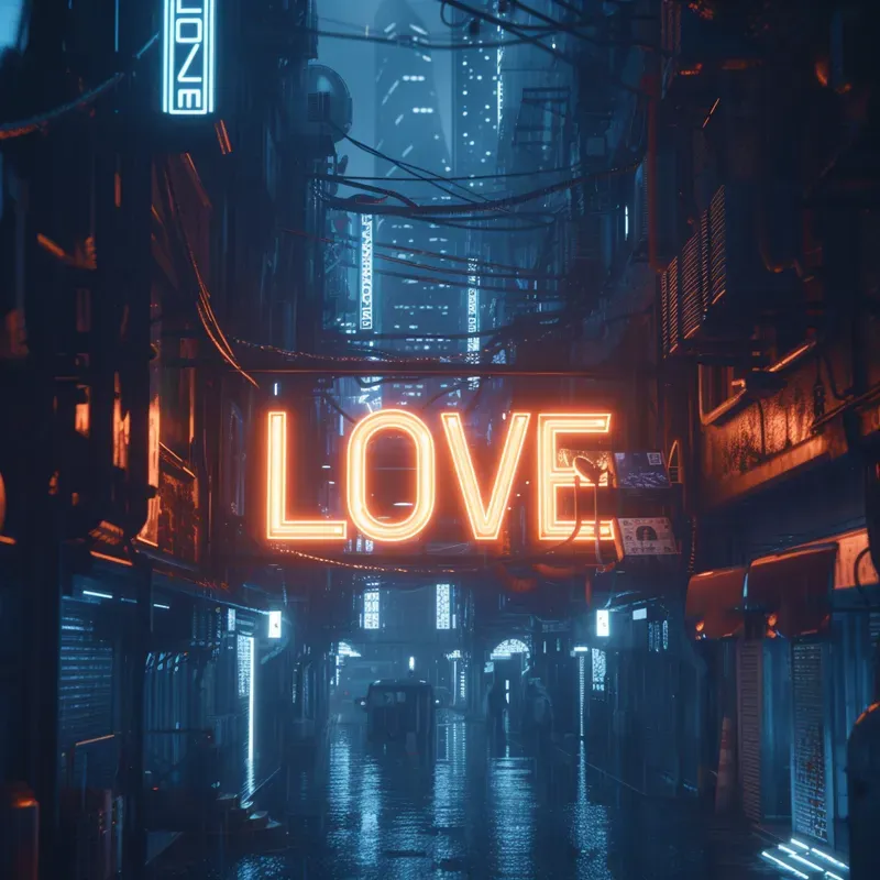 Neon Glowing Cyberpunk Signs With Text
