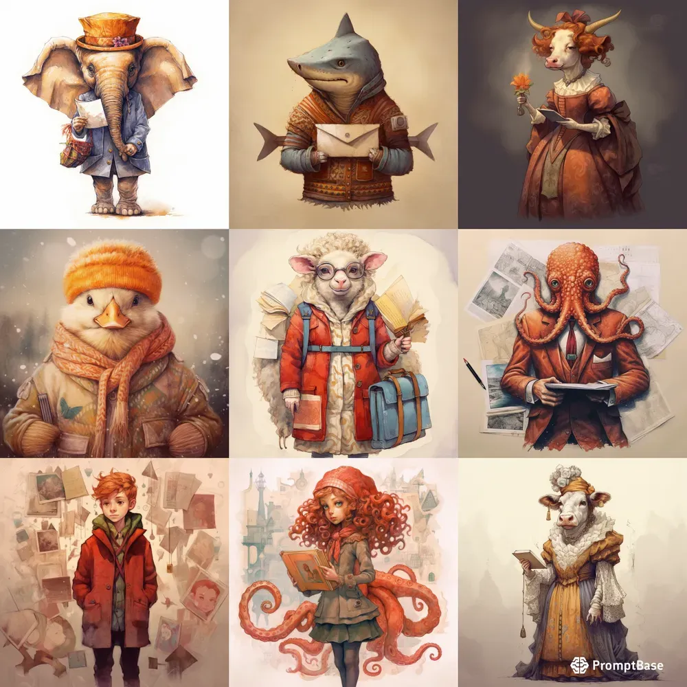 Whimsical Drawings Of Animals In Clothes
